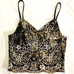 Black and gold crop top